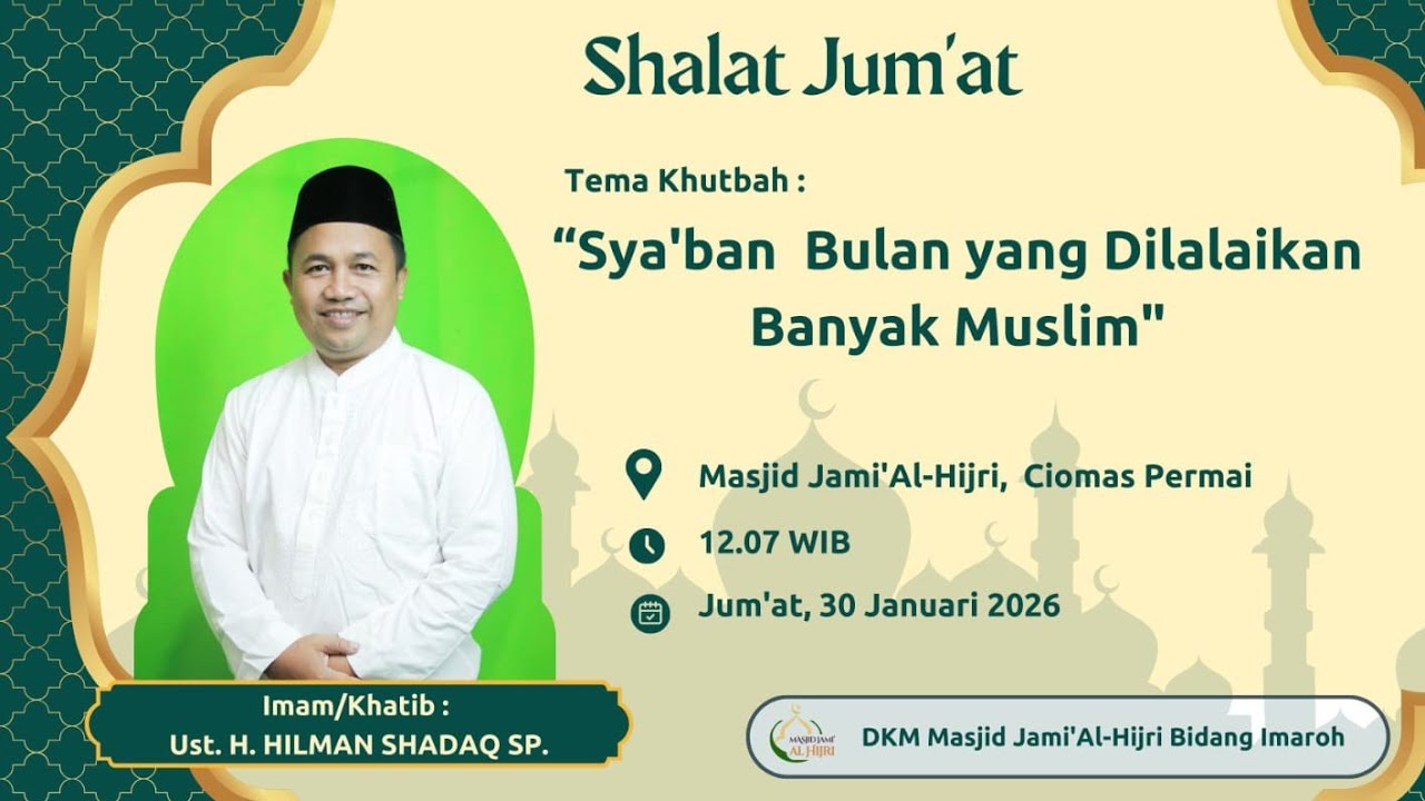 Sya'ban Bulan yang Dilalaikan Banyak Muslim oleh Ustadz H. Hilman Shadaq SP.