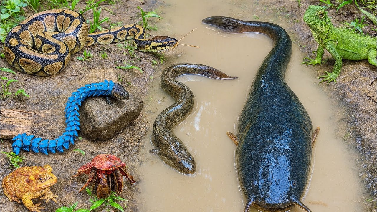 OMG! Crocodiles Guarding a Giant Catfish