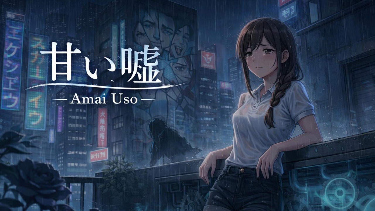 『 '甘い嘘 / Amai Uso'  | J-rock & J-pop | Lyrics Video (Kanji & Romaji)』