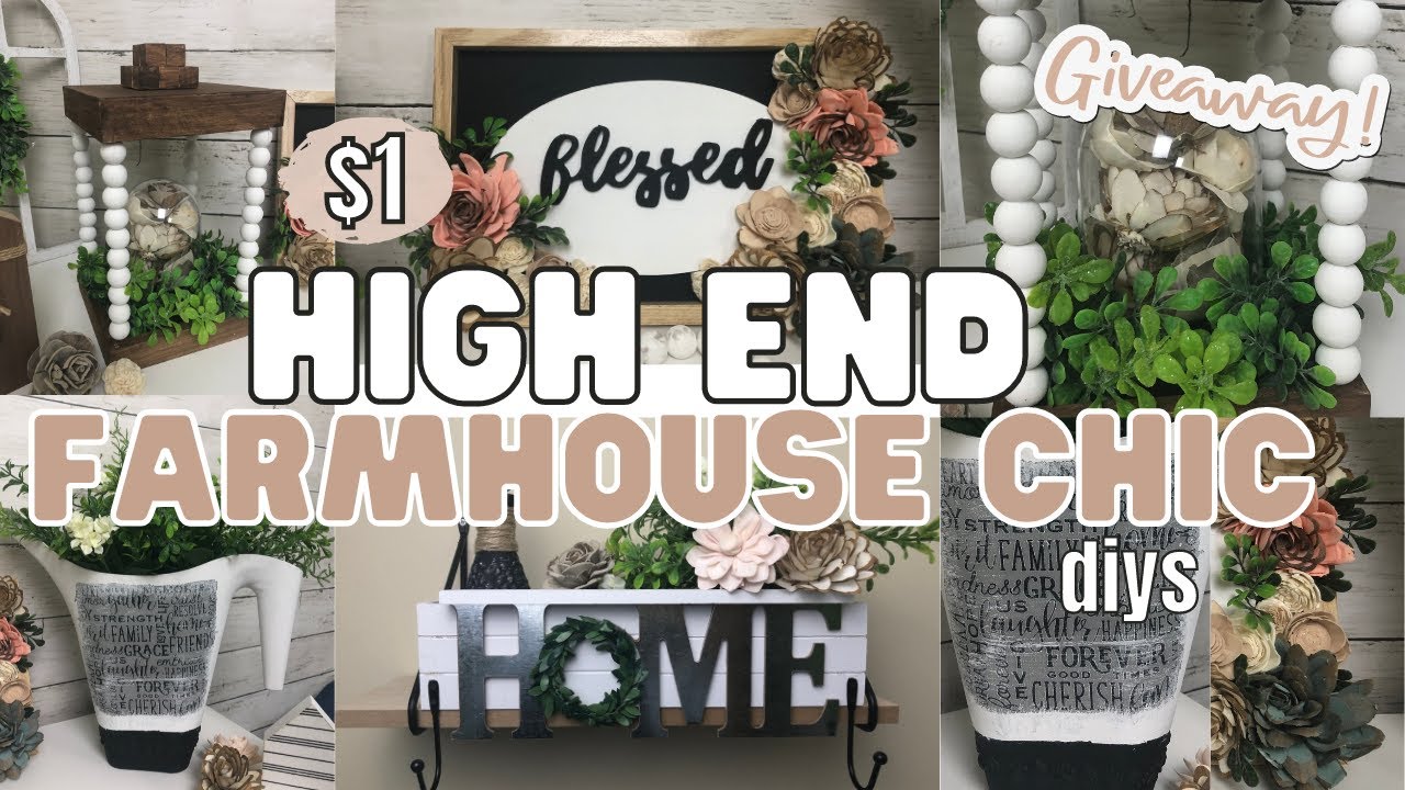 $1 HIGH END FARMHOUSE CHIC DIYS | MUST TRY HOME DECOR DIYS | GIVEAWAY ANNOUNCEMENT | Dollar Tree DIY