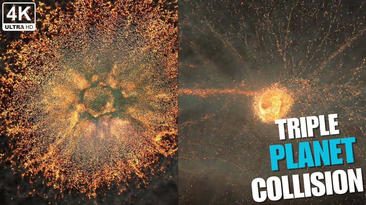 [4K] Triple Planet Collision | 10 MILLION PARTICLES
