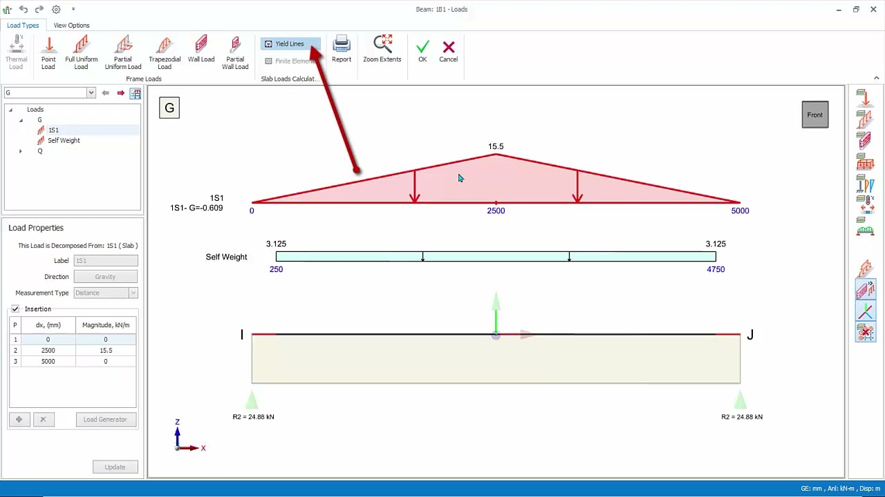 9 Beam Loads, Partition Wall, Load Editor
