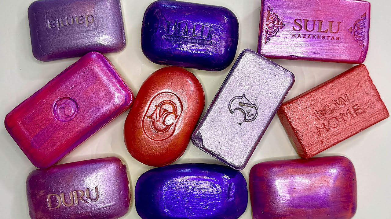 ASMR Soap / Cutting colored soap, painted soap / satisfying video / asmr cutting soap