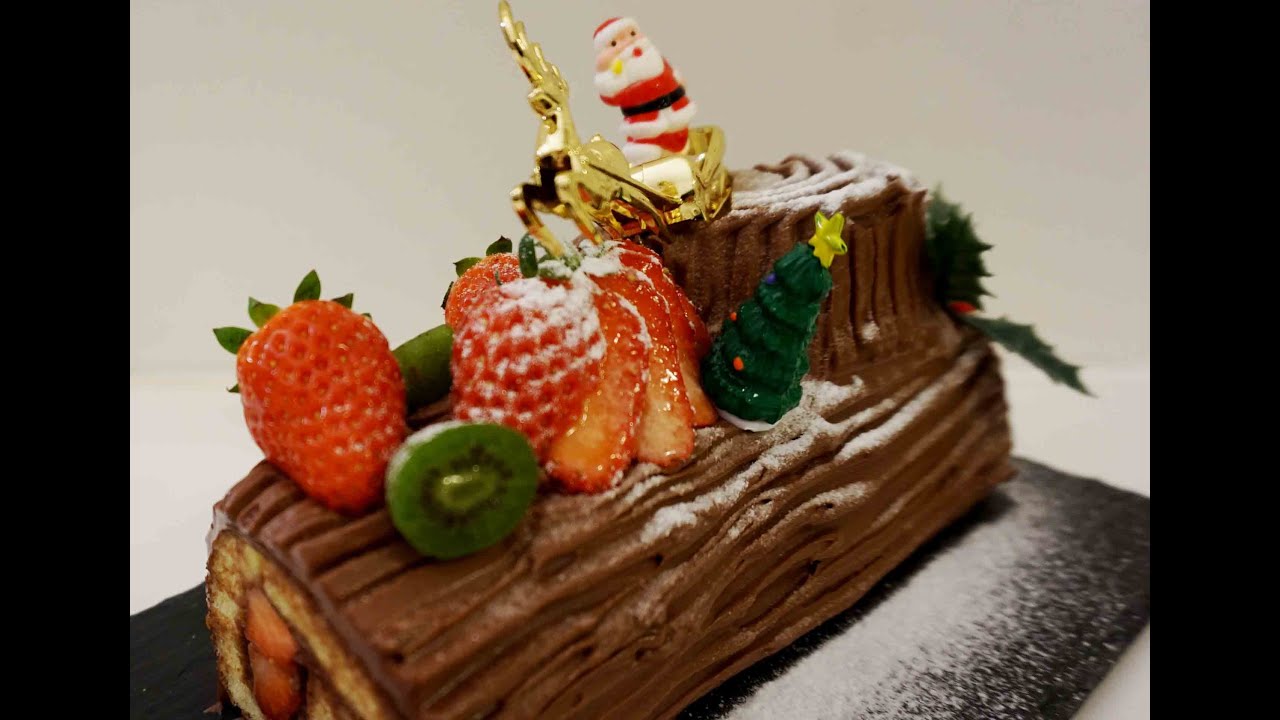 NO OVEN French Christmas cake 『Bûche de Noël』フライパンでブッシュドノエル