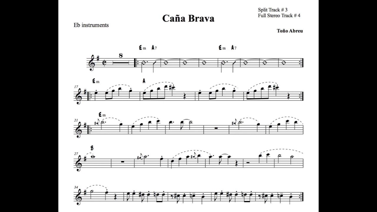 CAÑA BRAVA PARTITURA PARA SAXOFON ALTO