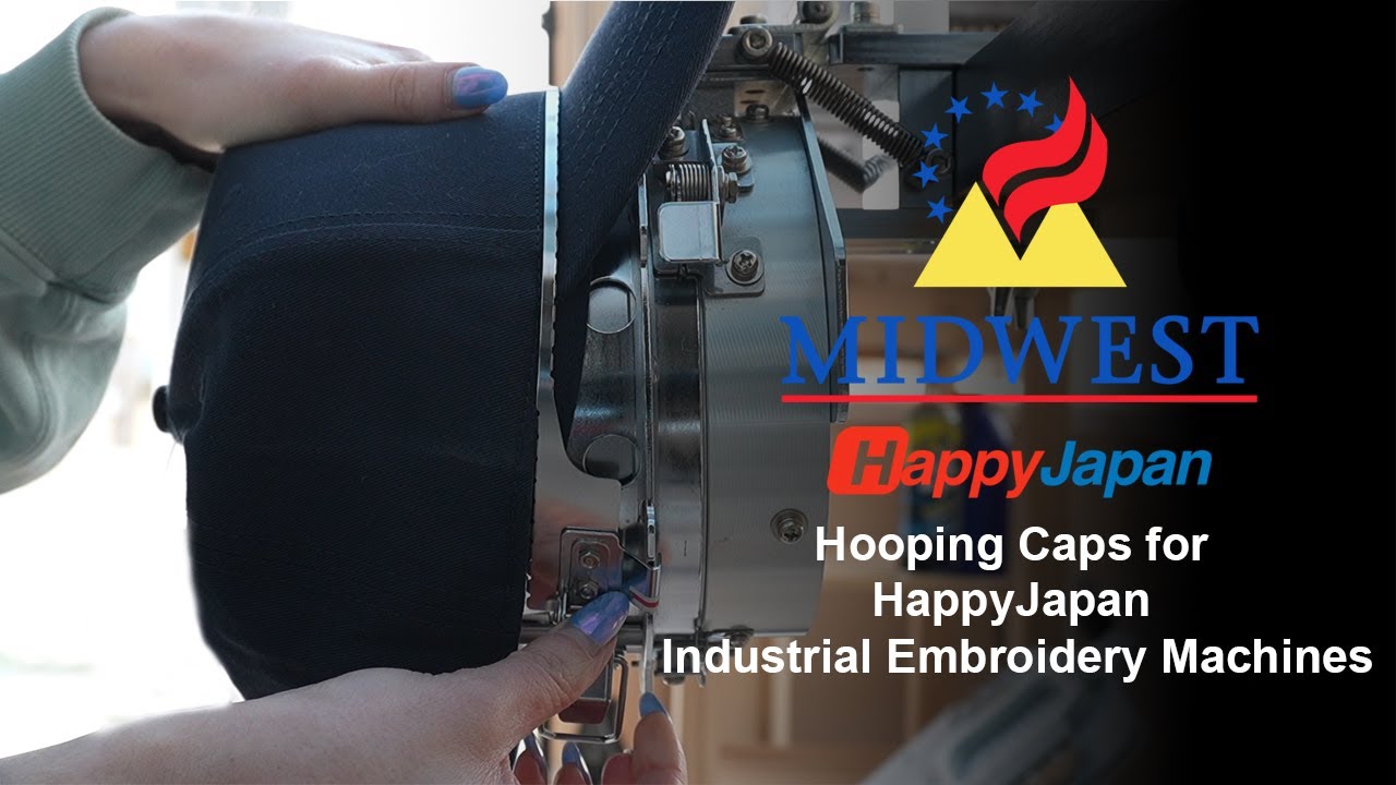 How to hoop a hat for machine embroidery using HappyJapan's cap hoop and station