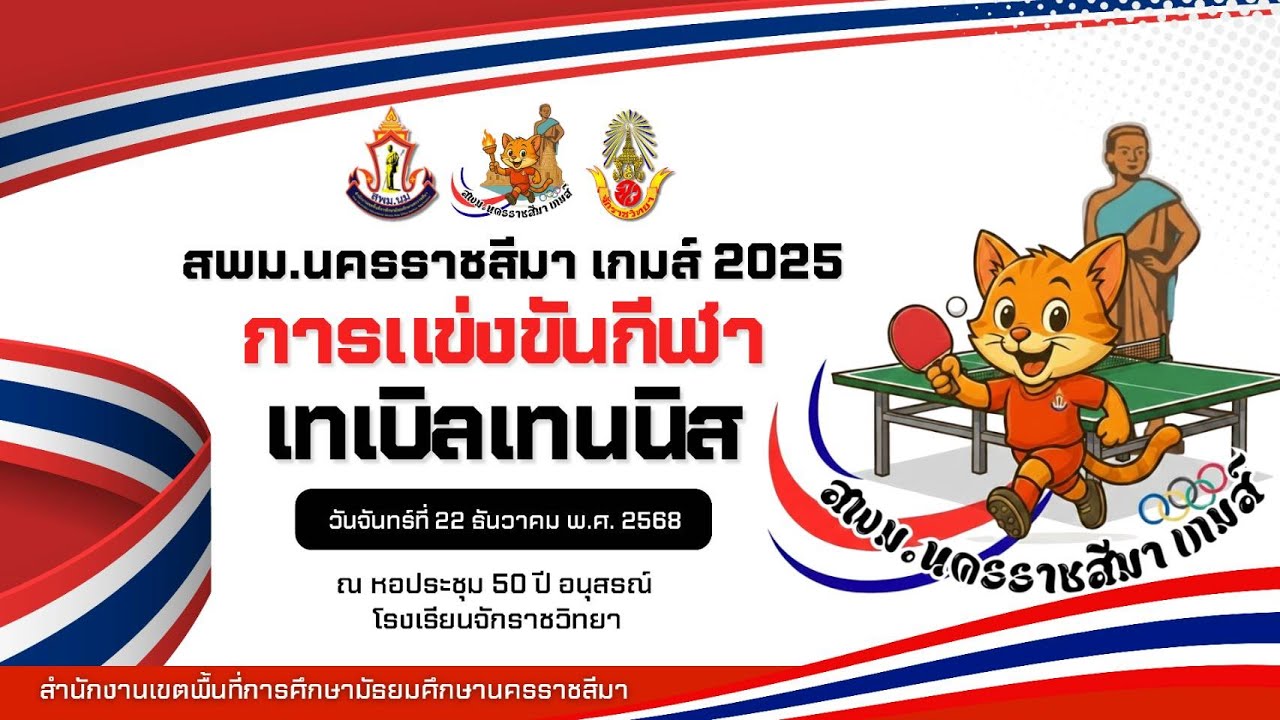 พิธีเปิดการแข่งขันกีฬา เทเบิลเทนนิส สพม.นครราชสีมา เกมส์ 2025 ปีการศึกษา 2568 โรงเรียนจักราชวิทยา