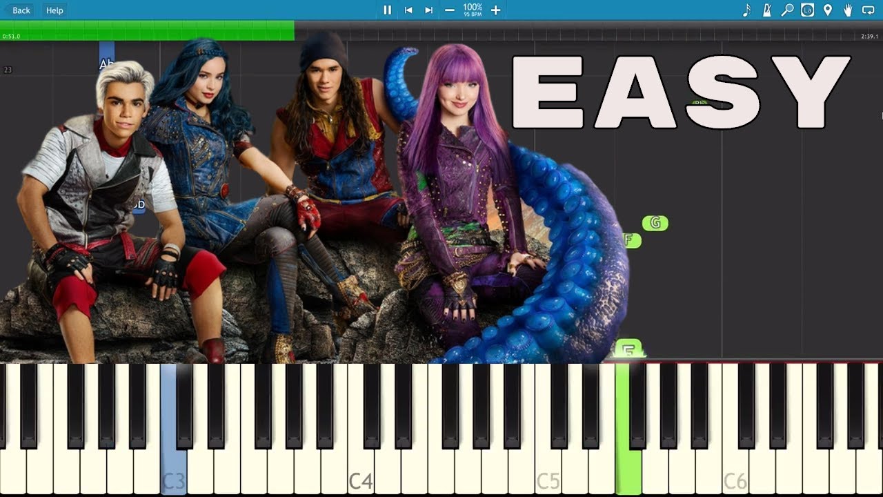 How to play Chillin' Like A Villain - EASY Piano Tutorial - Descendants 2 OST