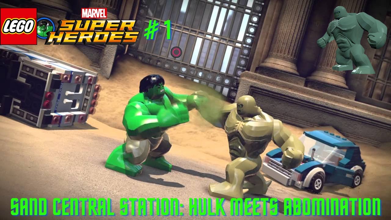 Lego Marvel Super Heroes #1- Sand Central Station: Hulk & Ironman battle Abomination walkthrough.