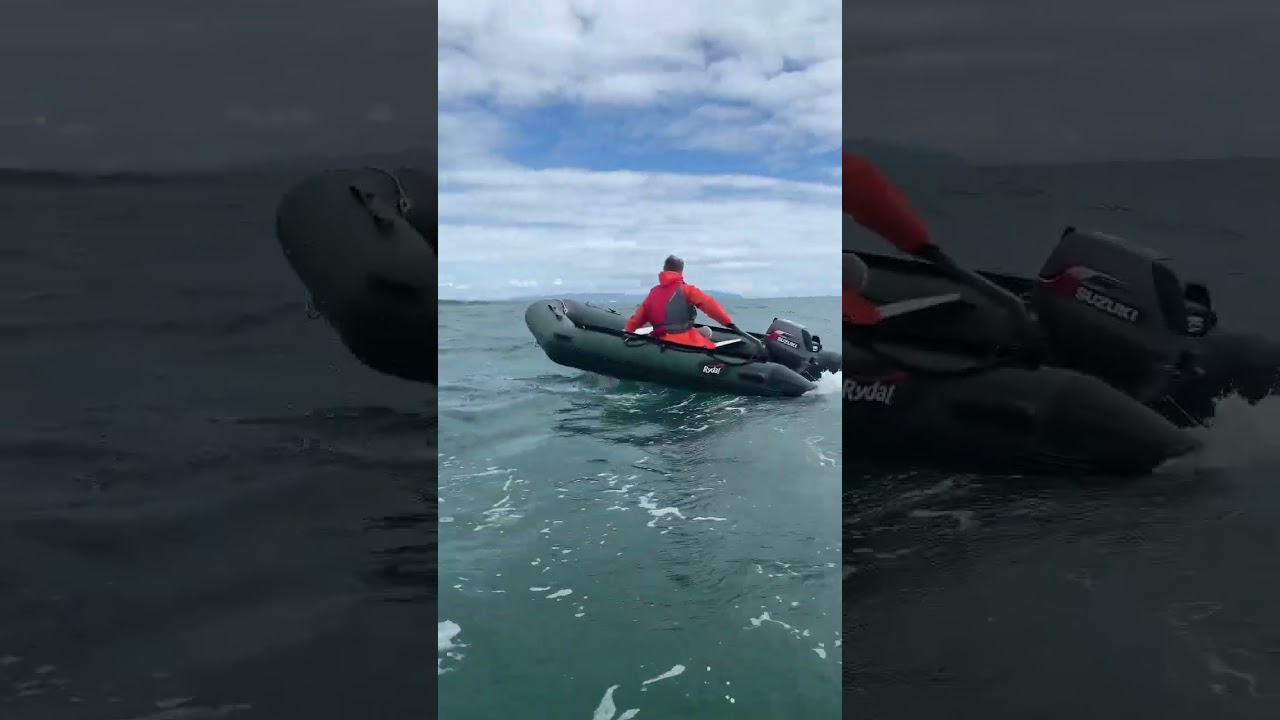Small Inflatable Boat in BIG SEAS off St. Bees Head  #sib #inflatable #boat #england #westcumbria