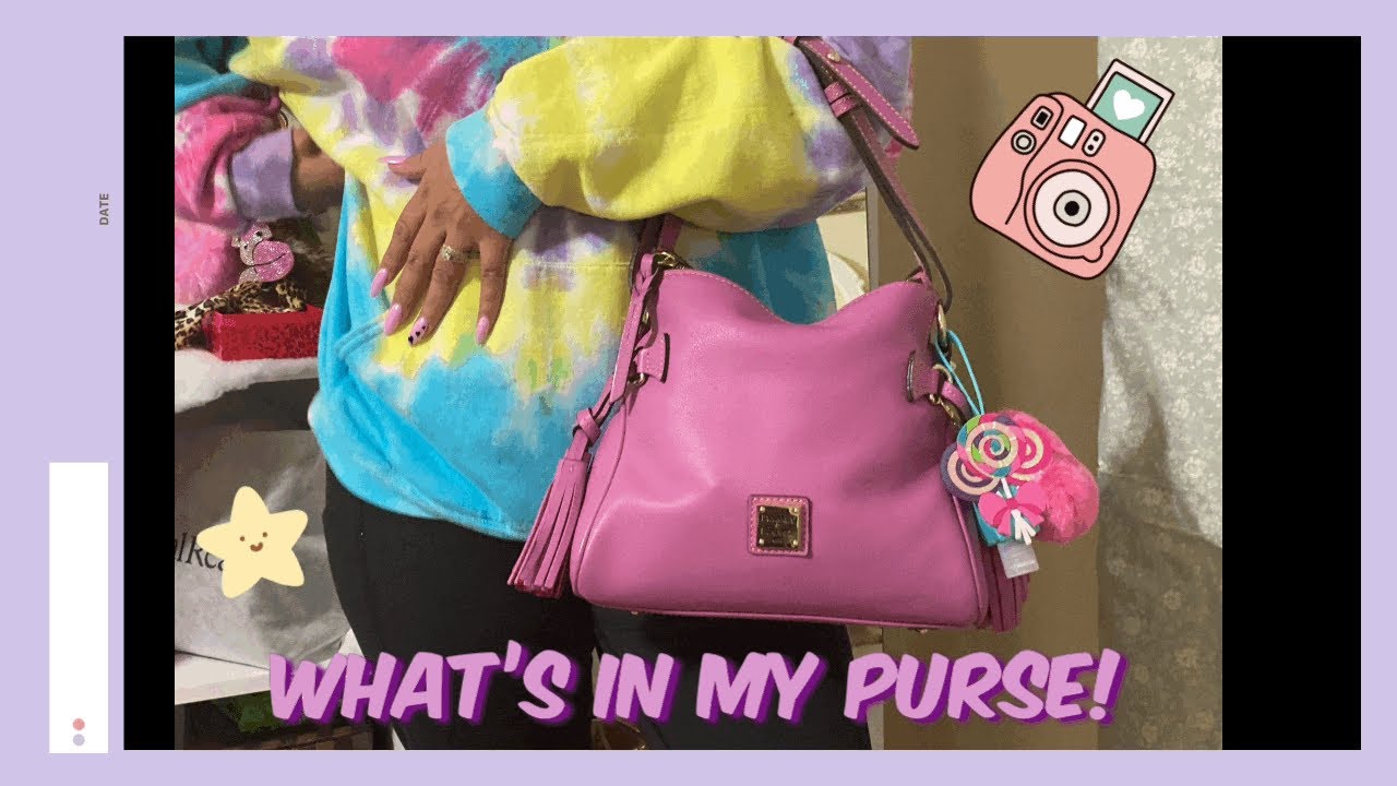 What’s in my Purse 👛 Dooney and Bourke satchel💜🌸💟