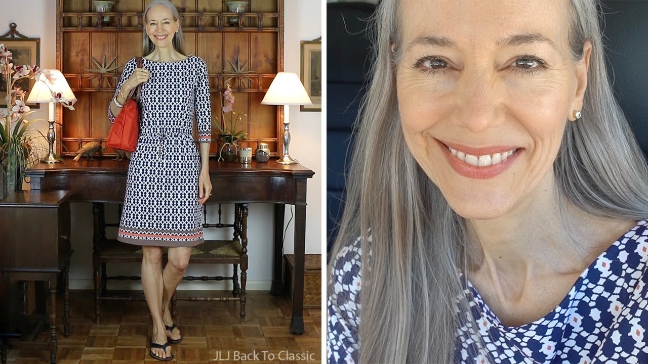 Favorite Navy & White Dress Finds; No Makeup Makeup Look / Classic Style, Preppy Fashion Over 40, 50