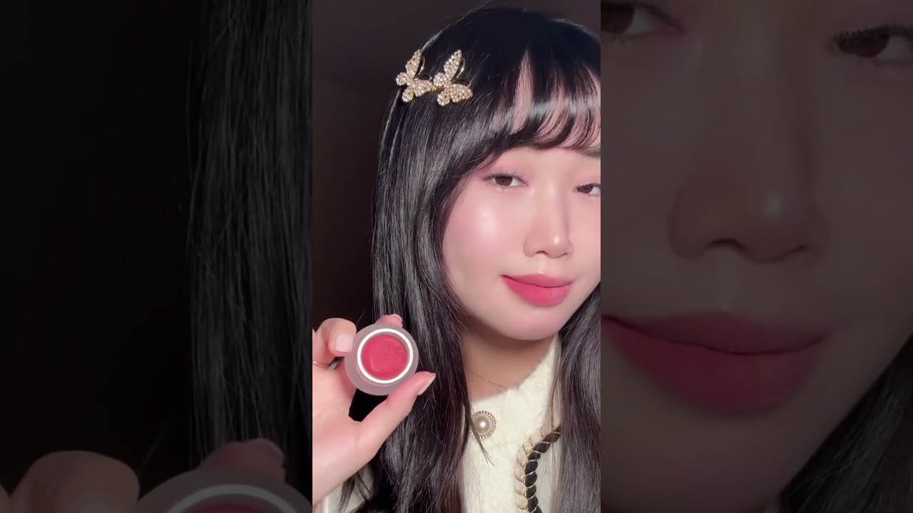20$ viral lip pot vs 15$ dupe heart lip pot #korean #kbeauty #makeup #lipstick #shorts
