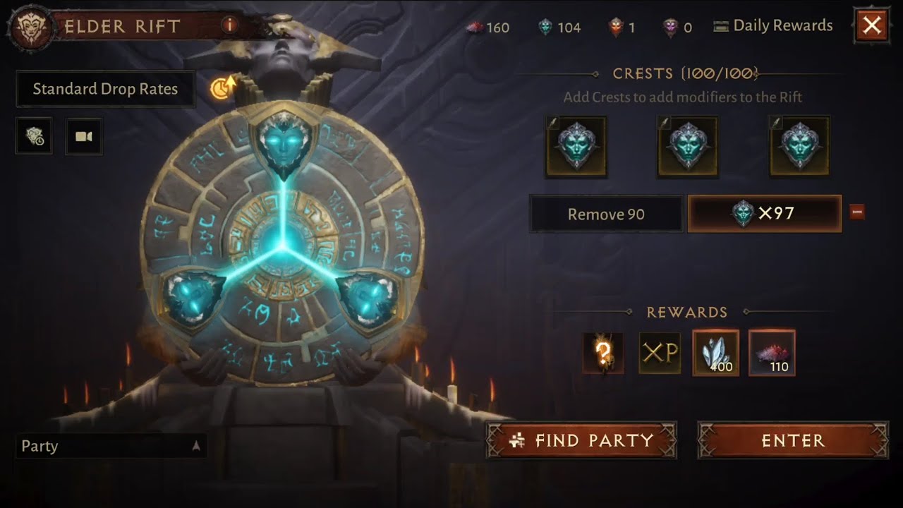 100 Rare Crest in 2026 to test the luck | Diablo Immortal | dont try this at home | Elder rift run