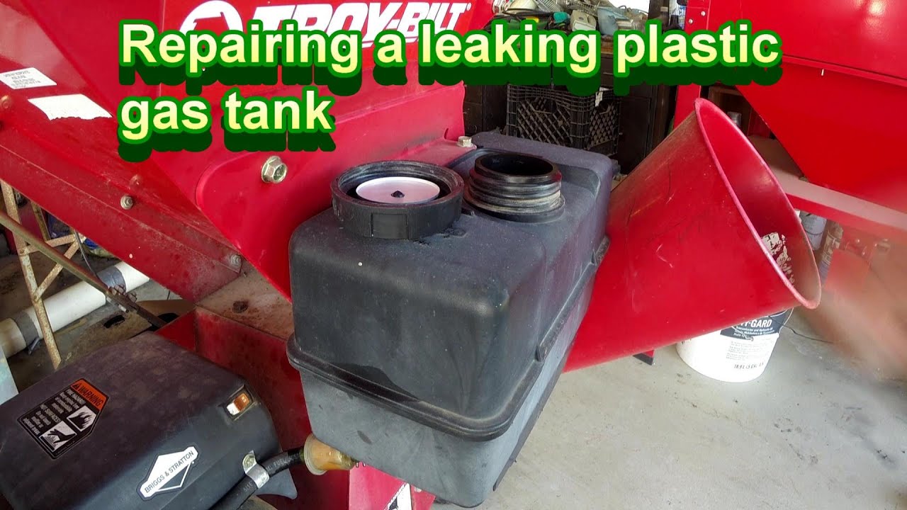Plastic fuel tank leak; repairing a plastic fuel tank