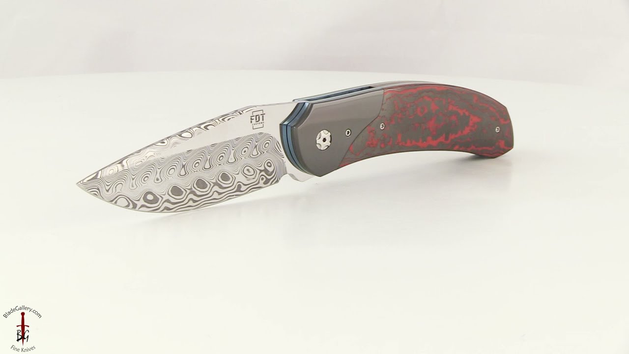 TF-4 Front Flipper with Lava Flow FatCarbon and Damascus (Ceramic IKBS)