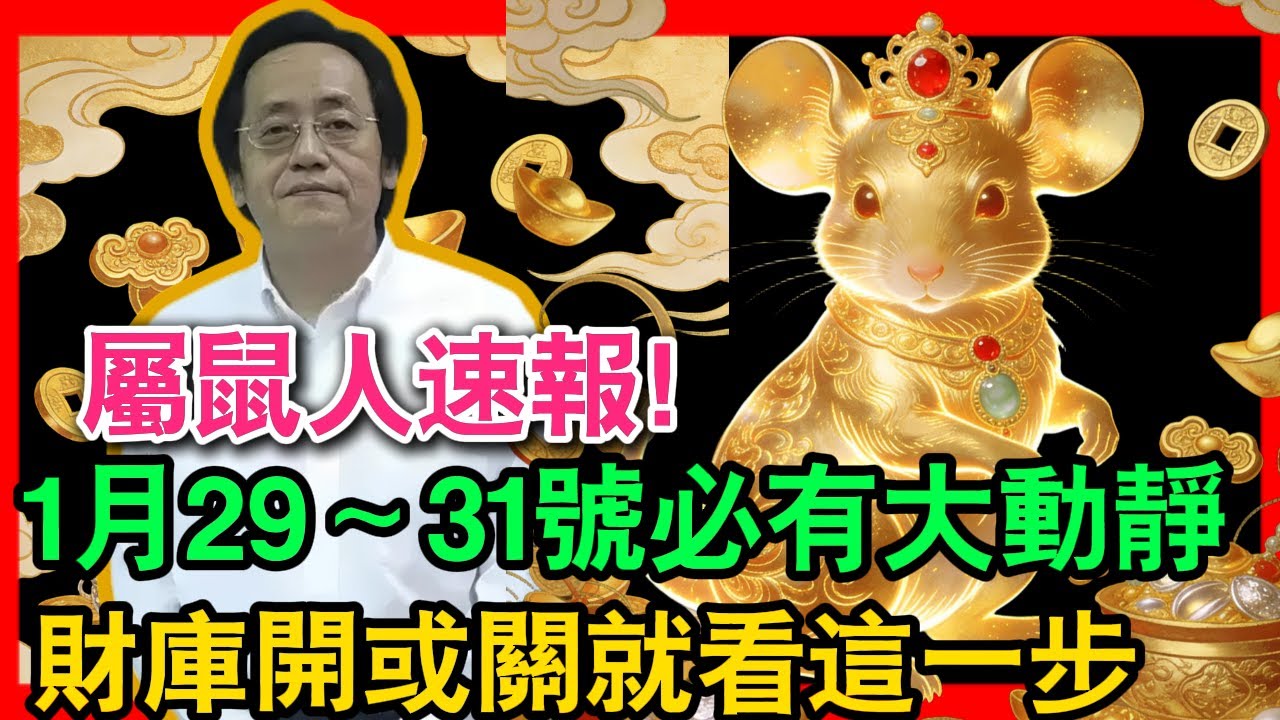 屬鼠人速報！1月29～31號三天內必有大動靜，財庫開或關就看這一步，錯過就晚了！  