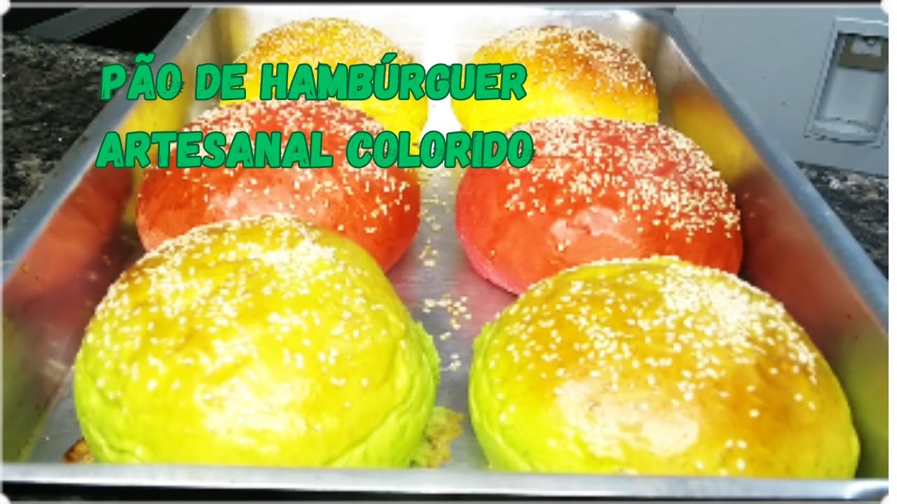 Como fazer pão de hambúrguer caseiro, colorido