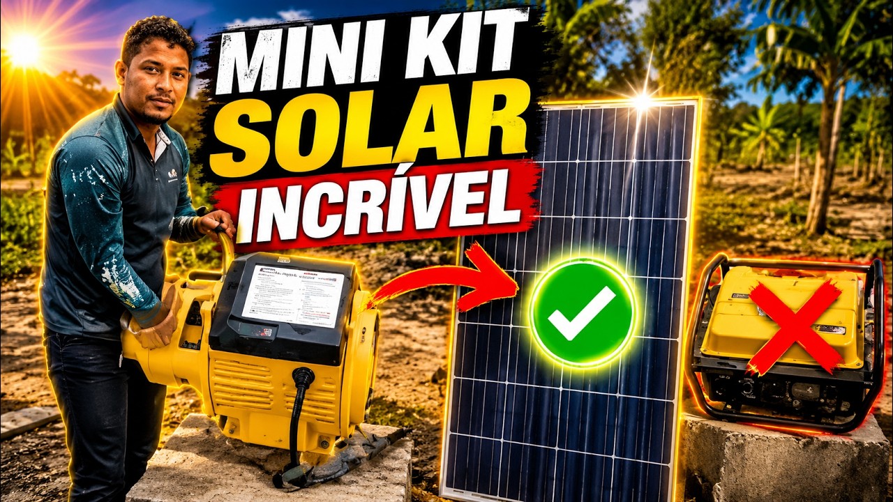 MINI KIT SOLAR LIGA QUASE TUDO ATÉ BOMBA DE ÁGUA. BEM MAIS EM CONTA DO QUE GERADOR A GASOLINA