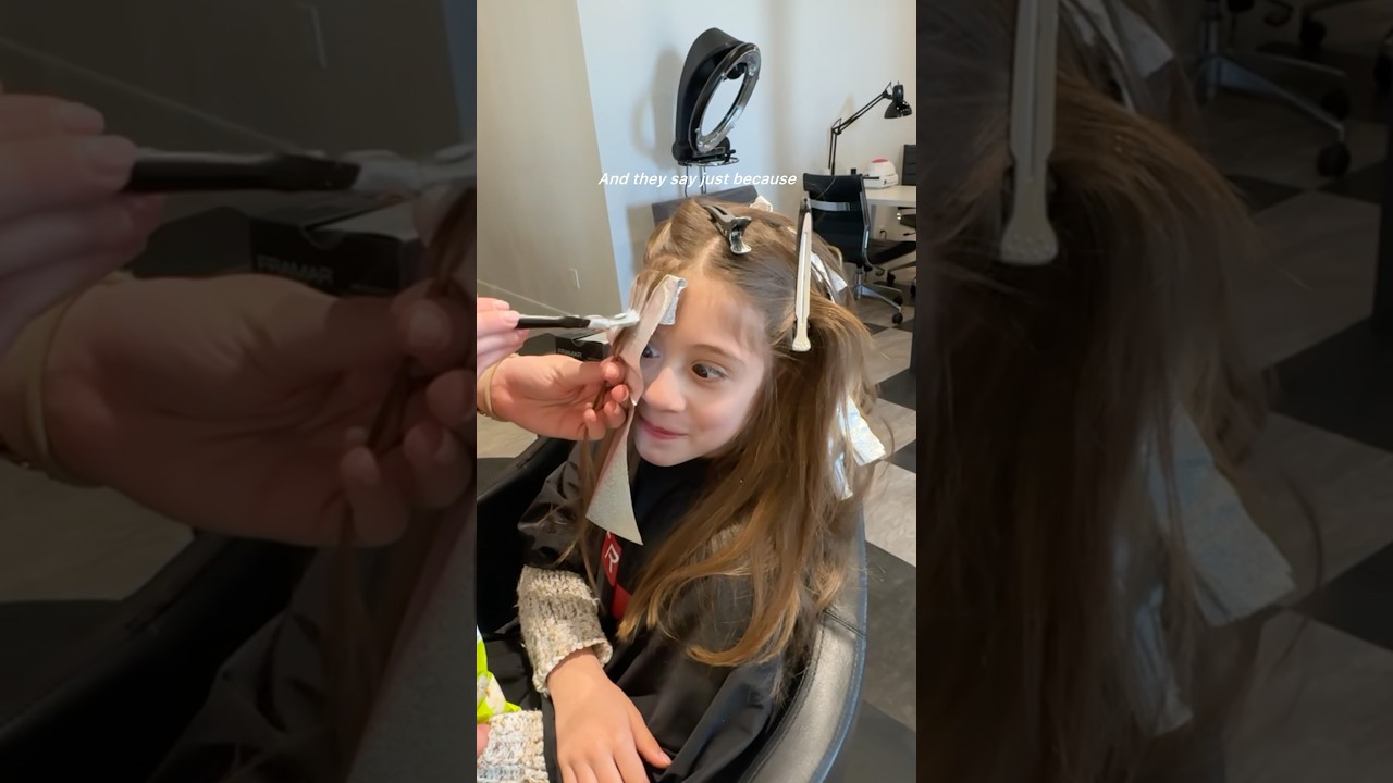 My 8 year old is getting HIGHLIGHTS?!?👀#shorts #cute #hair