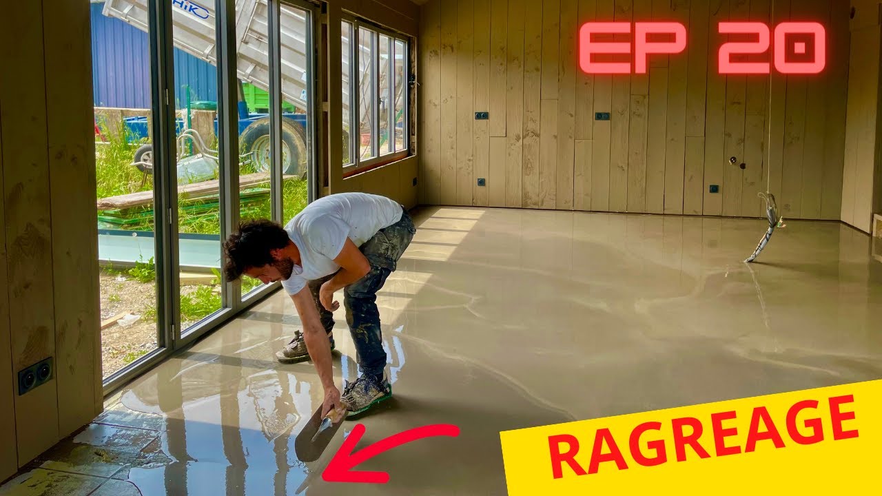 Rénovation du sol existant avec un ragréage, bouche pores et vernis aspect béton ciré EP 20