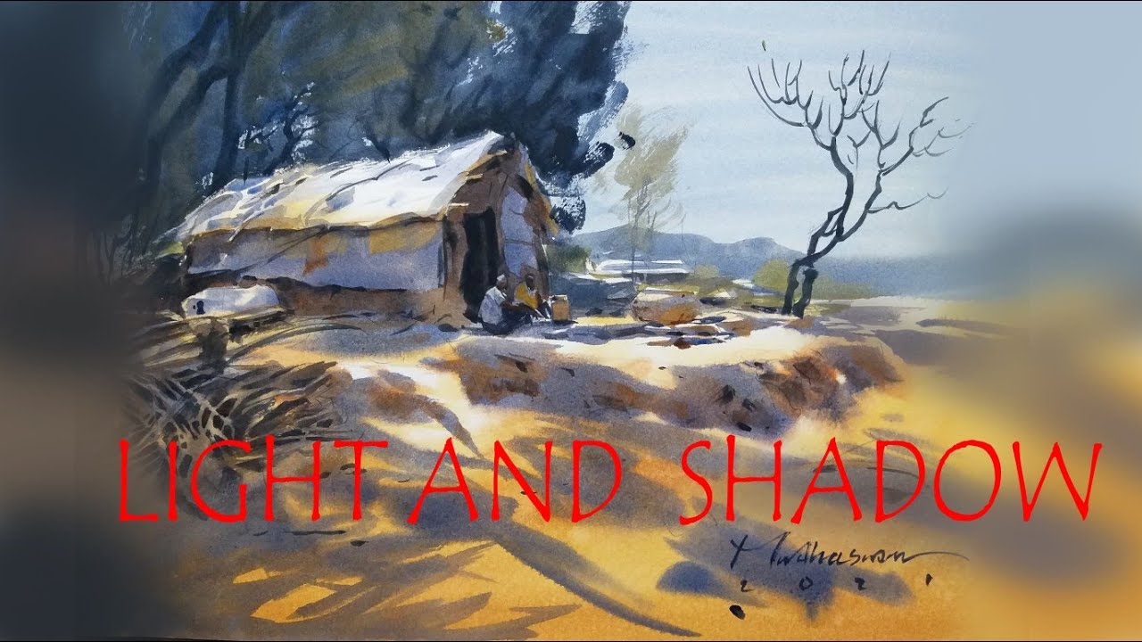 How to draw a light and shadow landscape