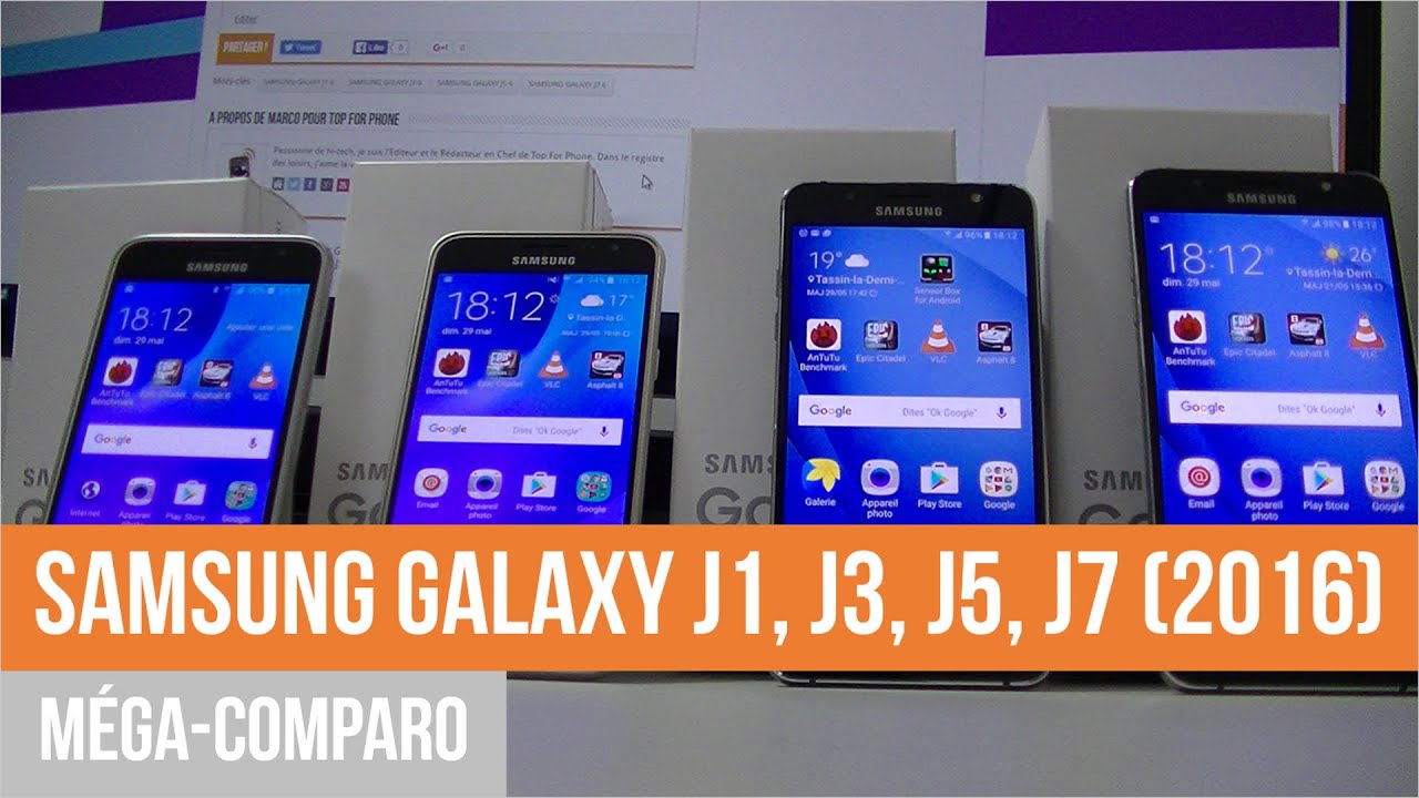 SAMSUNG GALAXY J1, J3, J5, J7 (2016) : méga-comparo par TFP