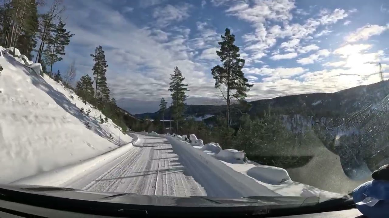 Driving in #Norway, Hillestadheia to Austana, winterwonderland