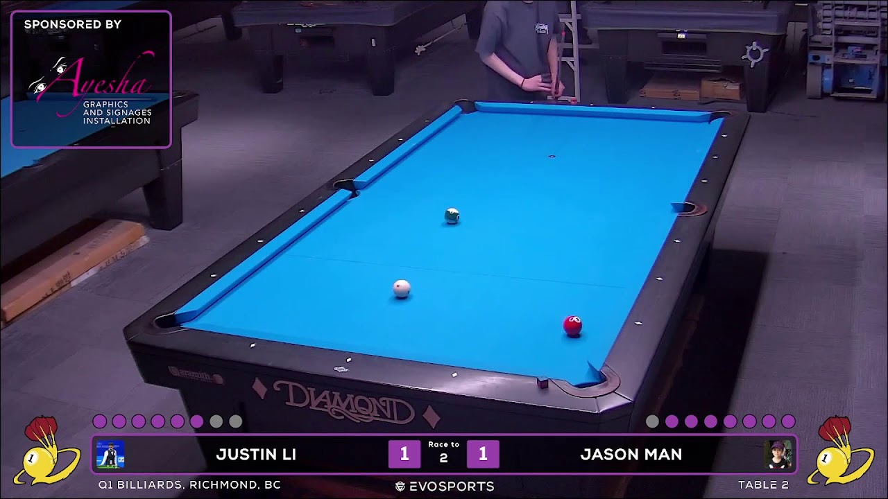 JUSTIN LI vs JASON MAN - Q1 BILLIARDS - TABLE 2 | EvoSports
