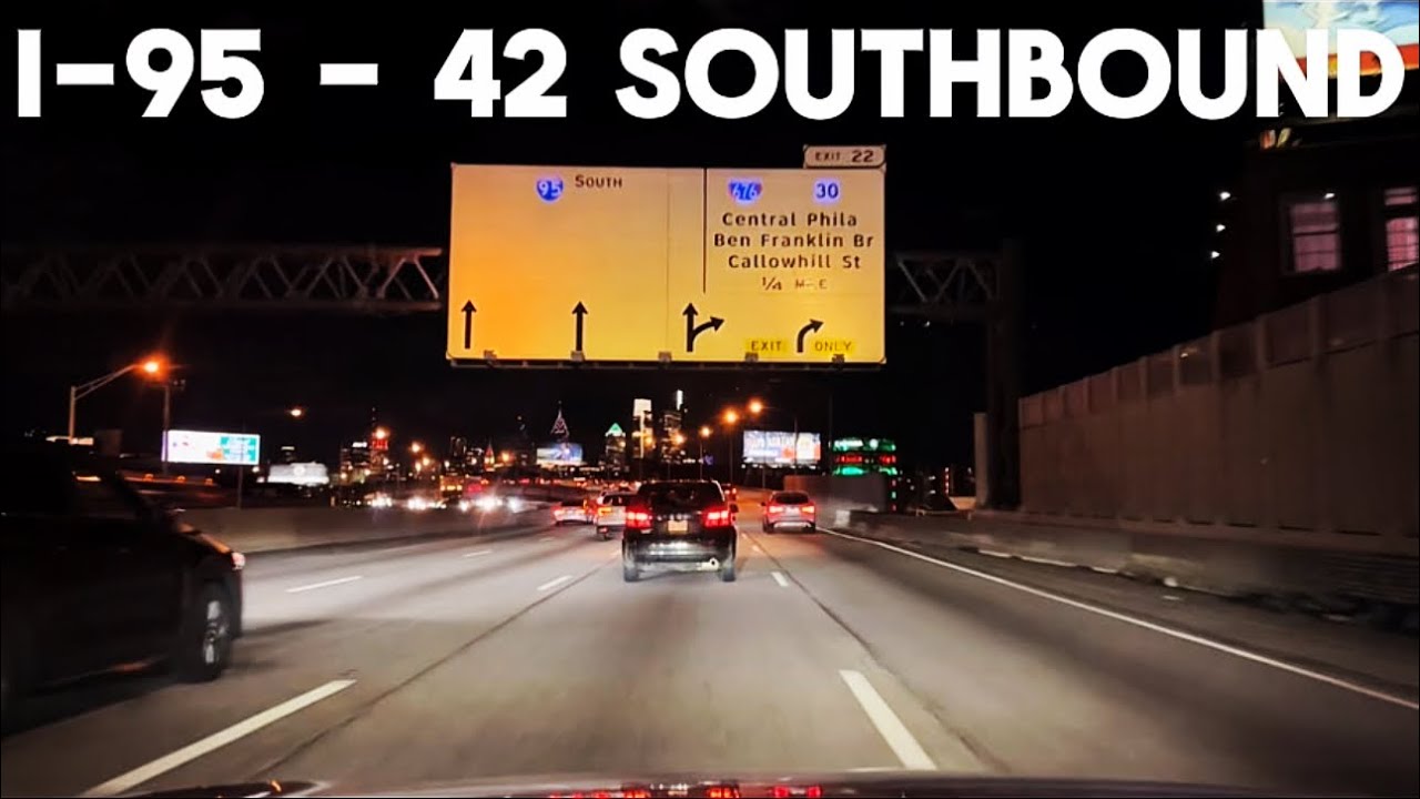 DRIVING HIGHWAY I-95-42  SOUTHBOUND FROM ARAMINGO TO BLACKWOOD 