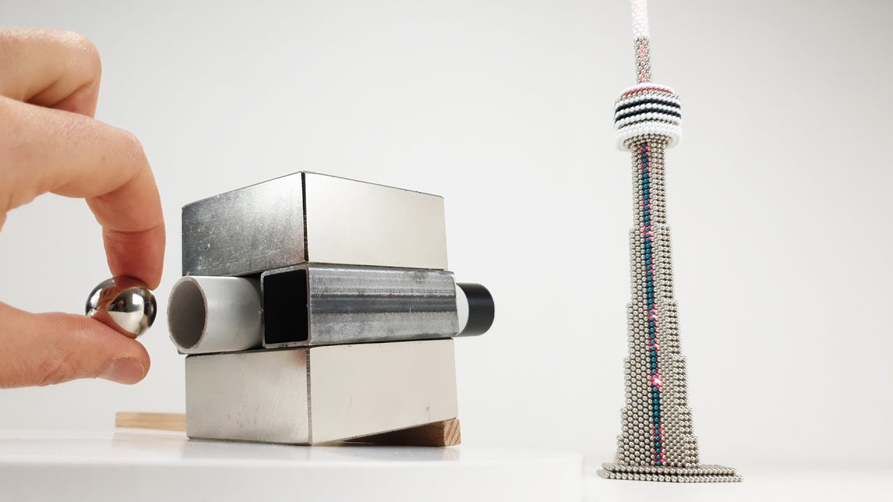 Magnetic Cannon VS CN Tower out  of Magnetic Balls | Magnetic Games