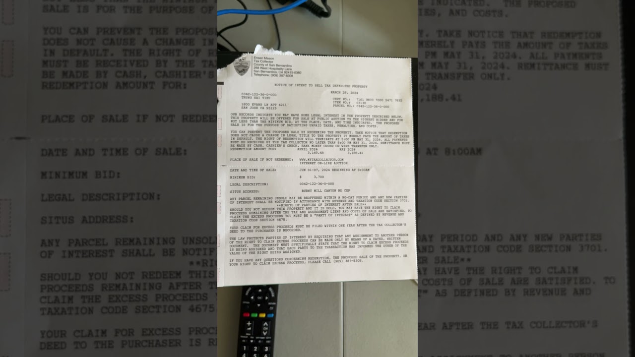 Tax Certificate/Default