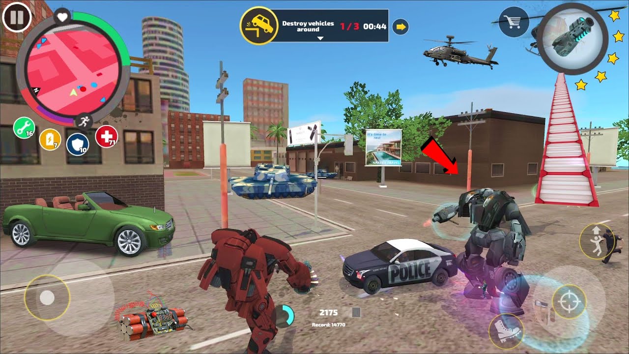 Rope Hero Vice Town (Transformer ball Robot Fight Police Car) Auto Red Ball Robot Machine - HD
