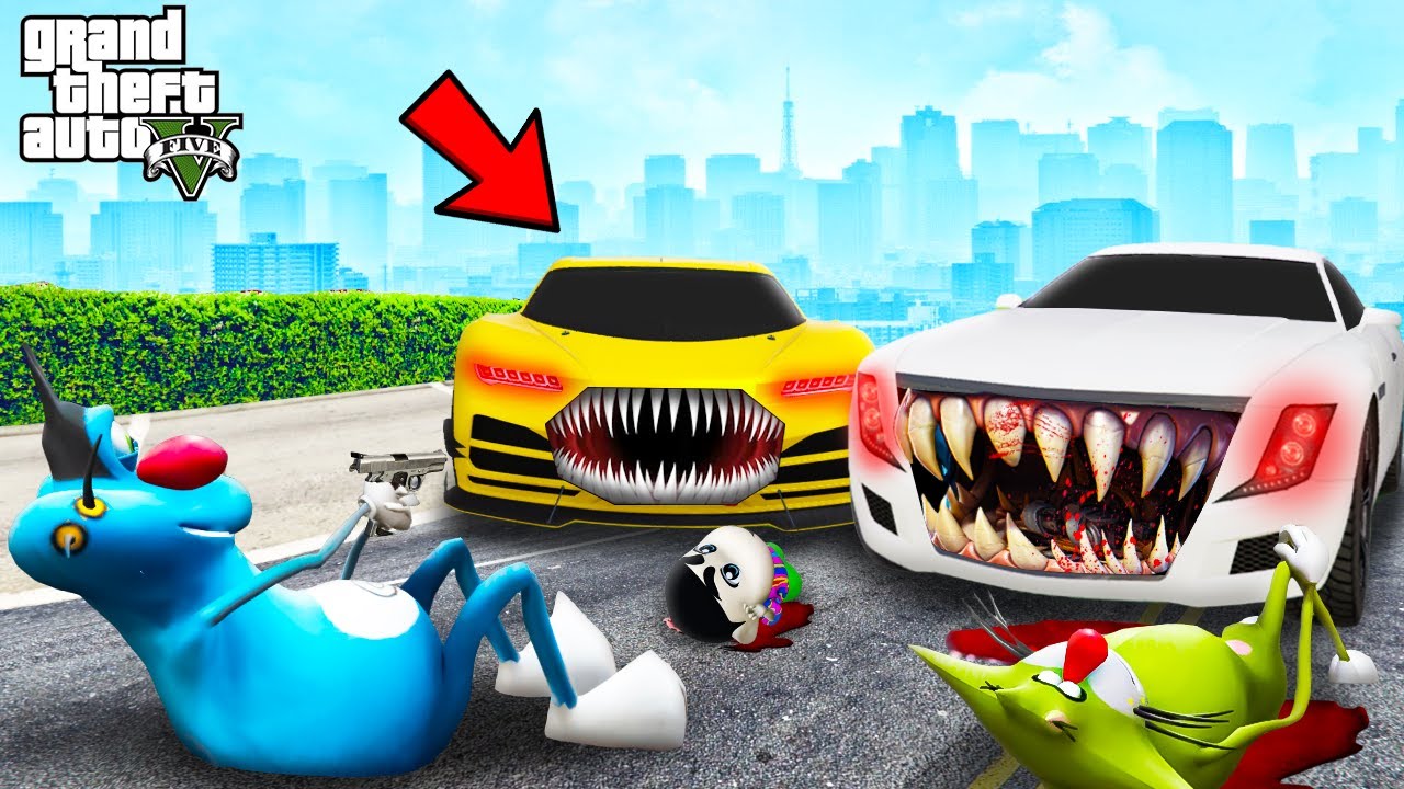GTA 5 : Cursed Killer Car Try To Kill Oggy And Shinchan