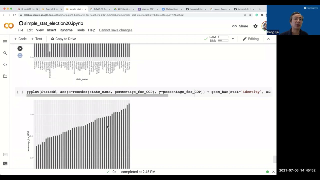 Simple statistical analysis of USA election 2020 results with R in CoLab