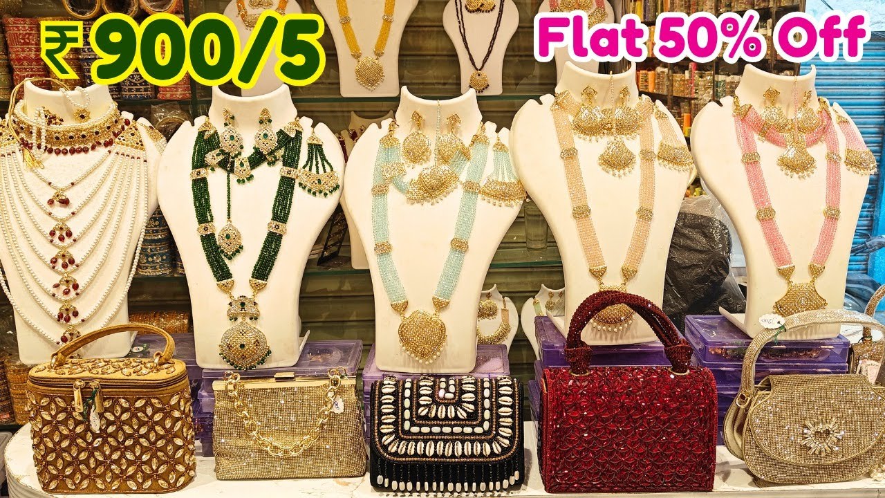Begum Bazar Wholesale Market ₹ 900/5 Designer Bridal Bangle Sets Dubai Gold Jewellery Purses #50%off