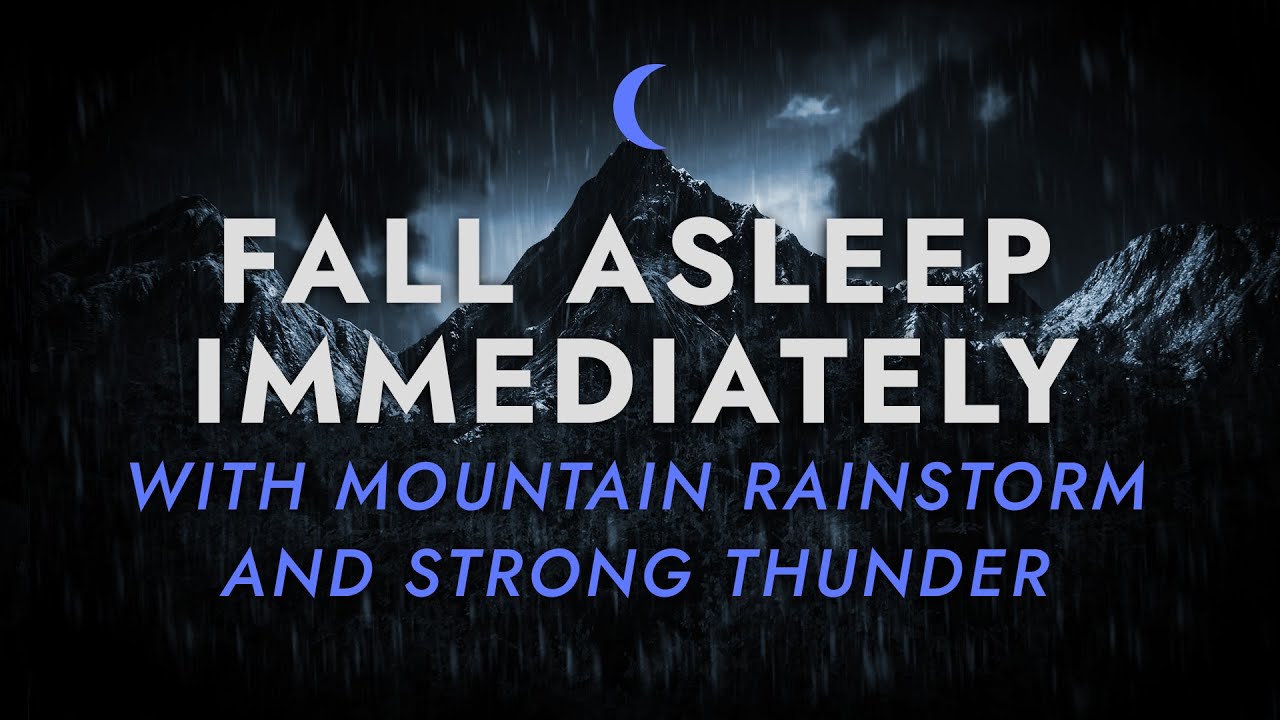 Mountain Rainfall and Powerful Thunder Sounds - Dimmed Screen Rain | Sleep Sounds