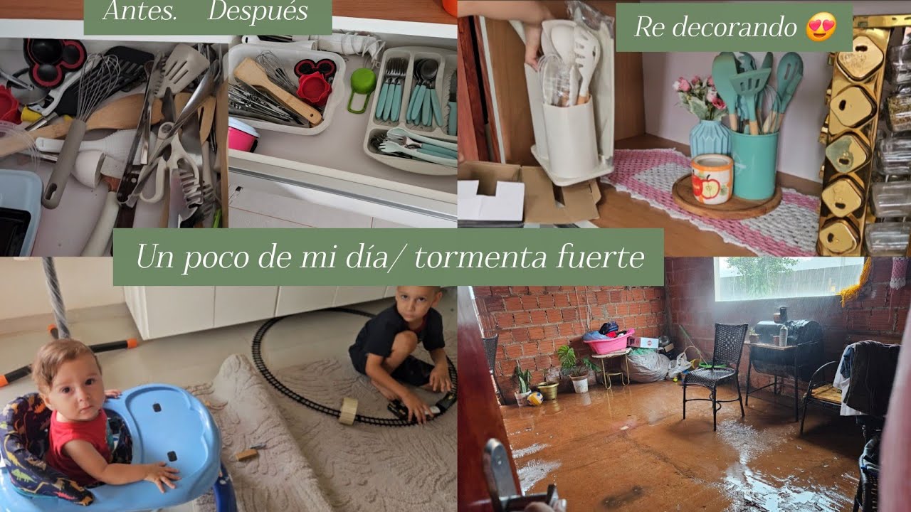 RE DECORANDO MI MUEBLE DE COCINA/ORGANICE LA GAVETA/TORMENTA FUERTE 