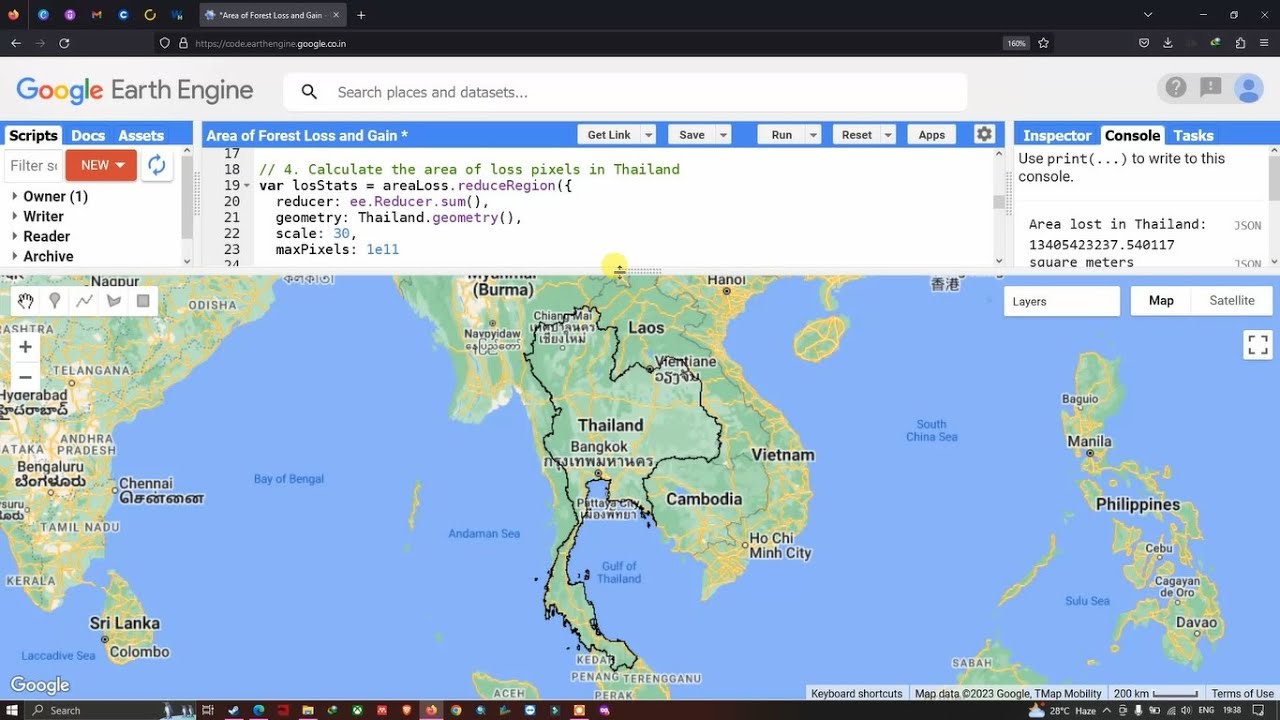 Earth Engine 50: Оценка площади утраты и прироста лесных массивов