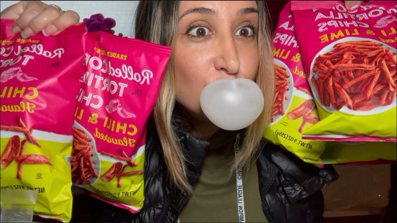 I Cleared the Shelves 🫣🤭 ASMR Trader Joe’s Gum Chewing Grocery Haul (Tapping,Scratching,Crinkles)