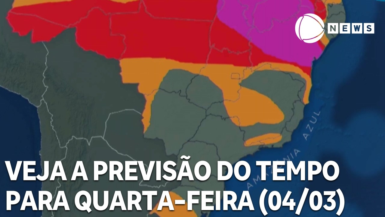 Veja a previsão do tempo para todo o país nesta quarta (04/03)