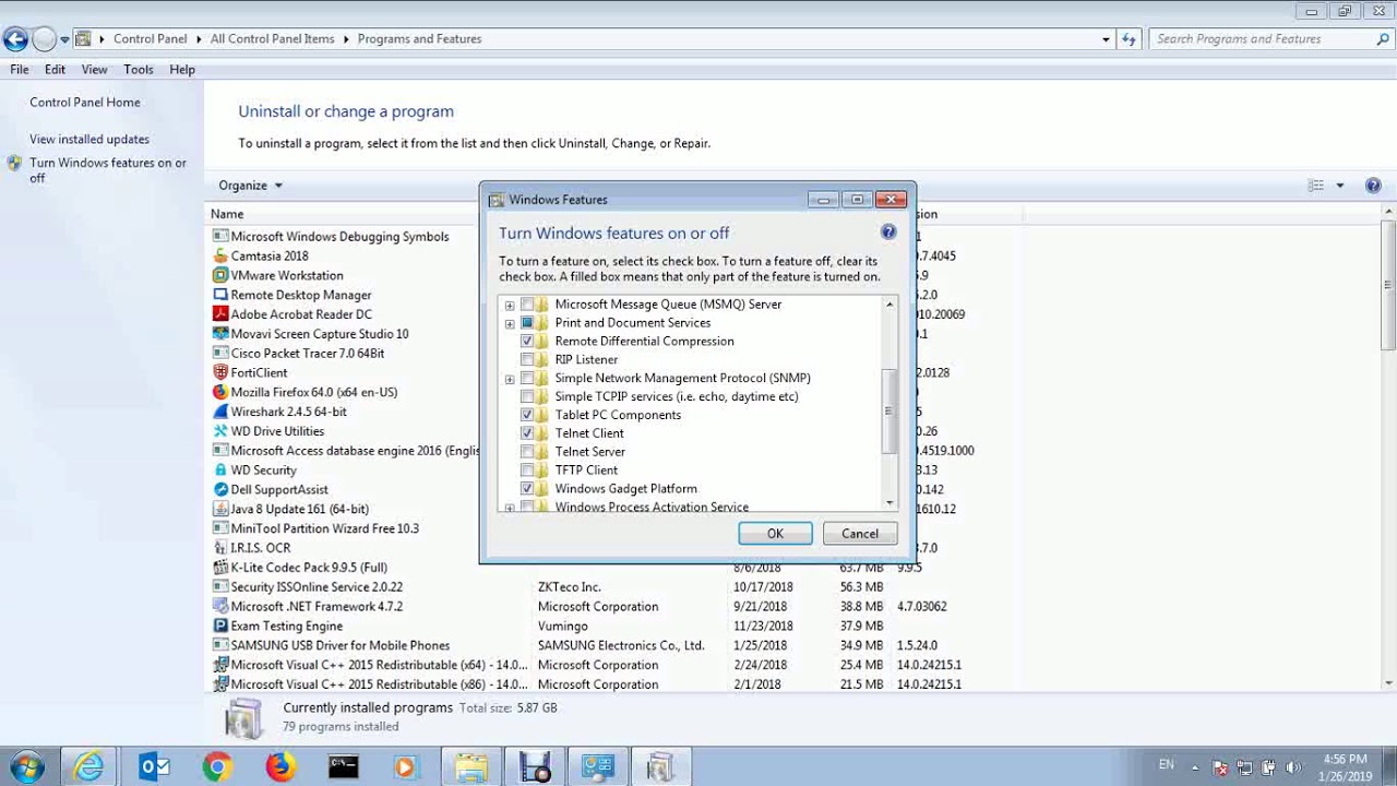 How to enable Telnet in Windows 7