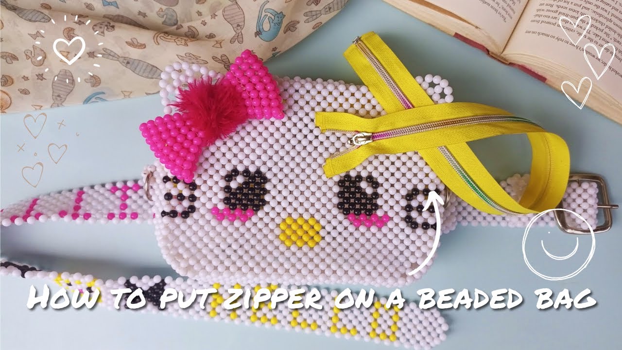 How to fix zip on a beaded bag// How to put zipper on a beaded purse