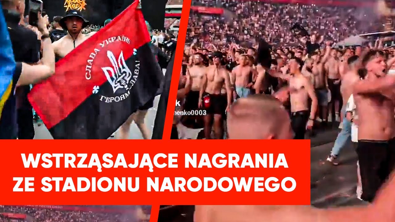 Wstrząsające sceny na PGE Narodowym. Chaos, przepychanki i banderowska flaga