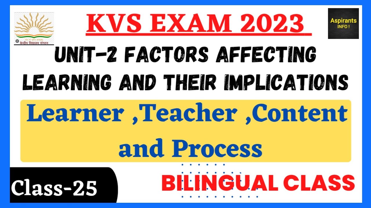 KVS Pedagogy Classes | Factors Affecting Learning | kvs free classes&nbsp;| kvs Theory Class | Unit Wise