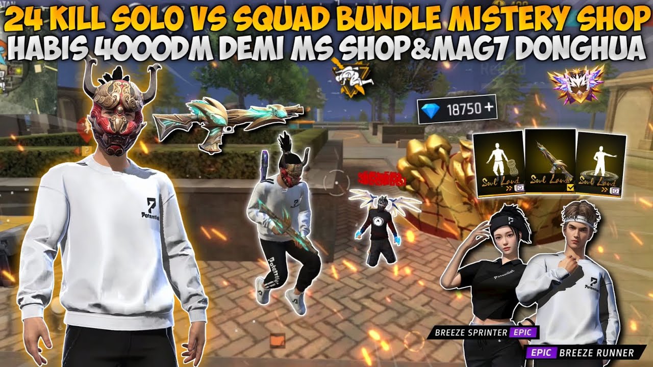 24 KILL SOLO VS SQUAD BUNDLE MISTERY SHOP TERBARU!! HABIS 4000DM DEMI MYSTERY SHOP & MAG7 DONGHUA!!