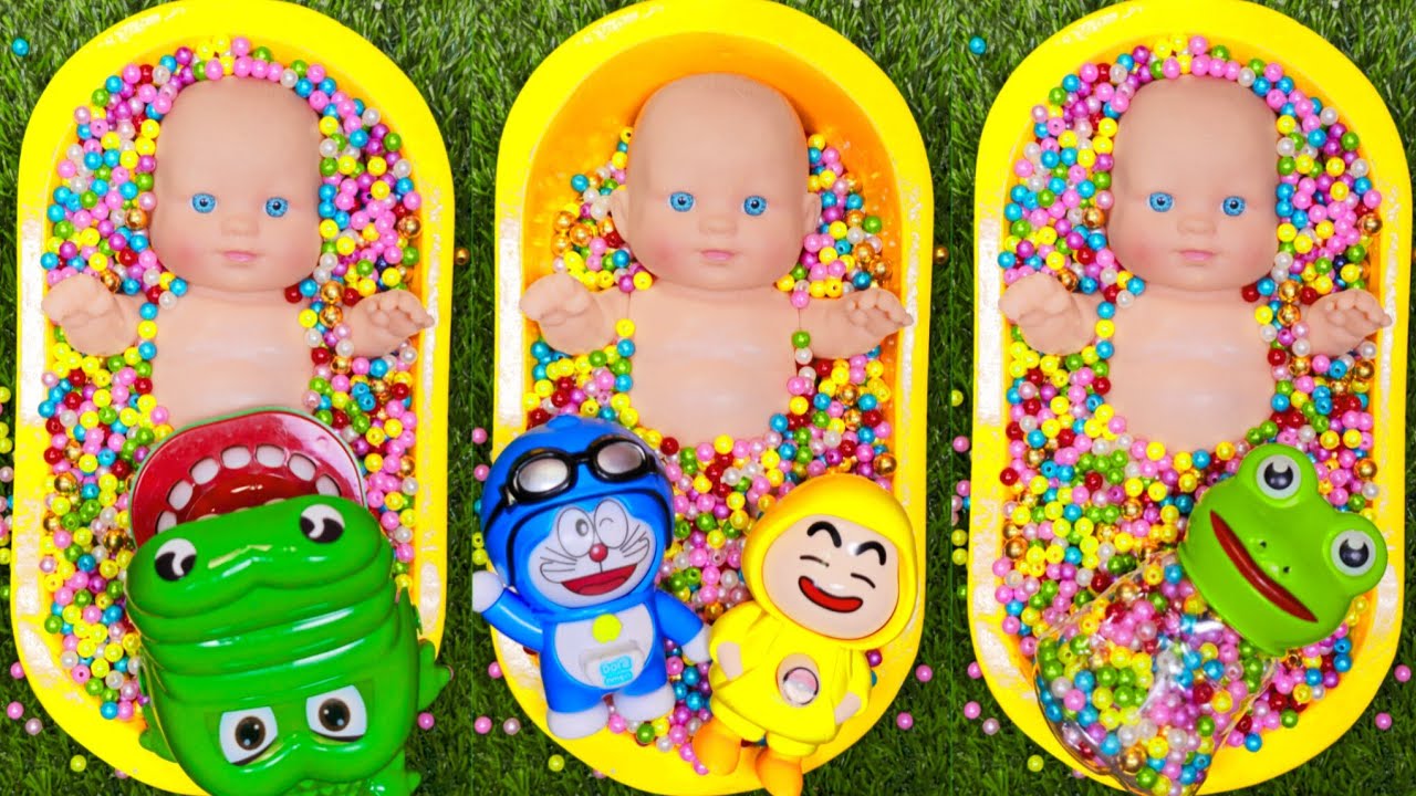 4 Minutes Satisfying with Full of 3 Rainbow Bath Tubs Candy with M&M's & Magic Slime Cutting Video 8