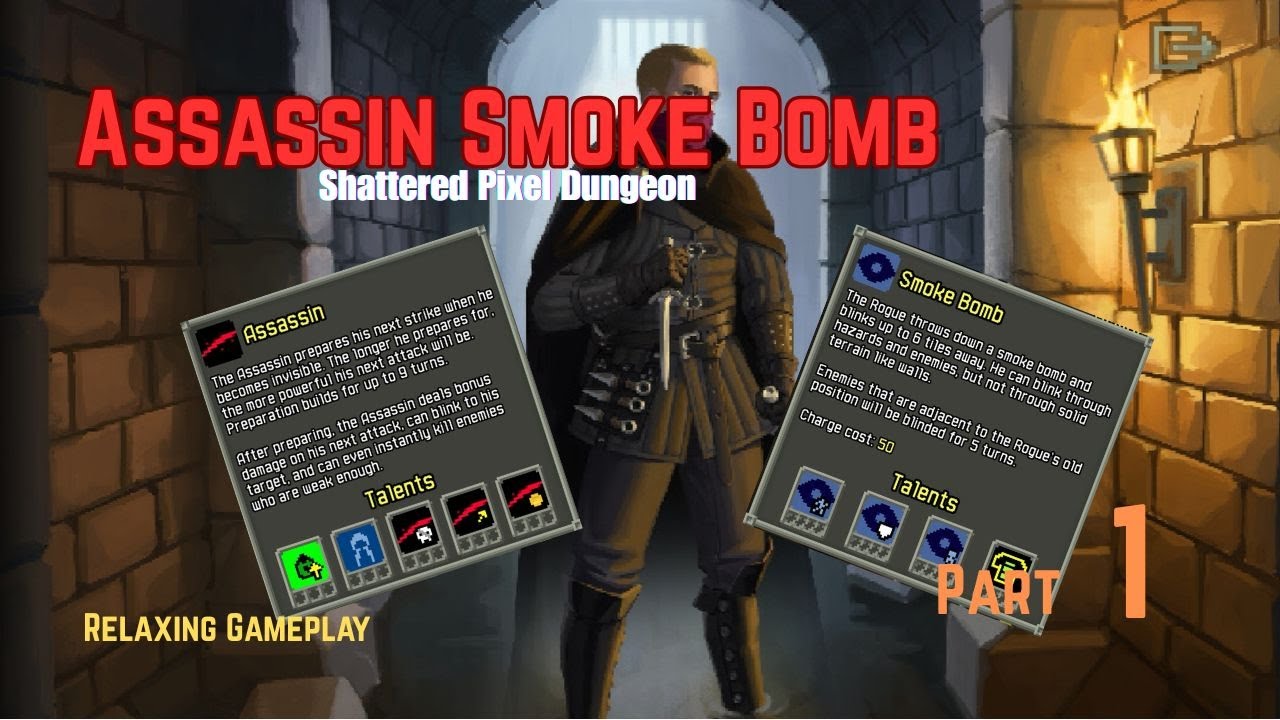 Shattered Pixel Dungeon - Assassin Smoke Bomb - Relaxing Gameplay ( Part 01 )