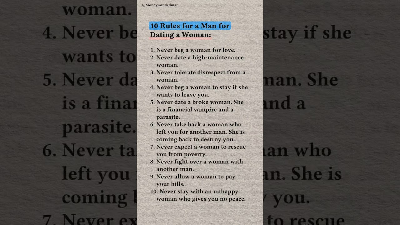 10 Rules Every Man Should Follow When Dating a Woman