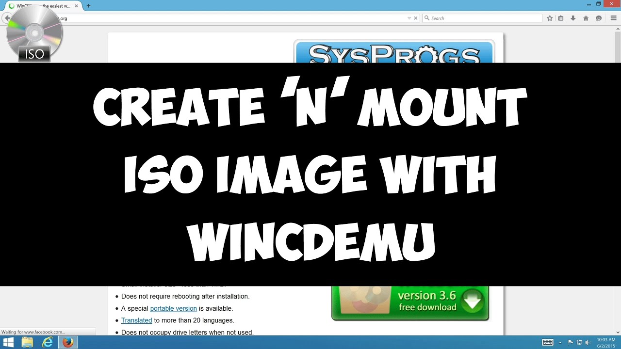 Create and mount ISO image file with WinCDEmu